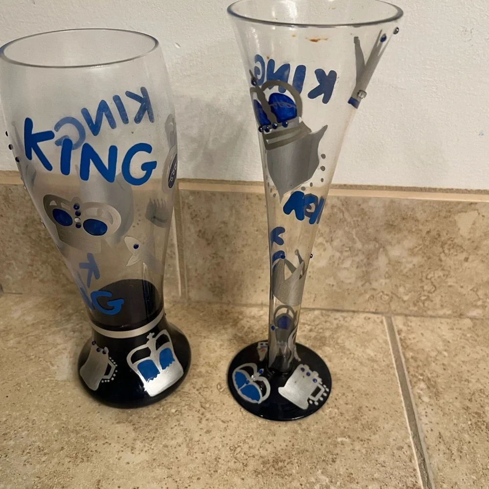 Blue and Silver King Themed Glass Set - Picture 2 of 4